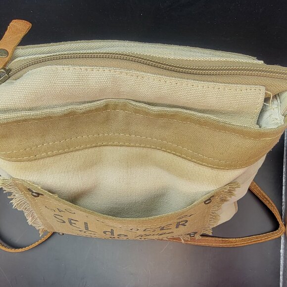 Myra Sel de Mer Canvas and Leather Crossbody Upcycled Bag - Picture 8 of 12